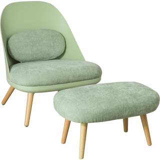 SoBuy Lænestol med fodskammel i bøgetræ - Mintgrøn