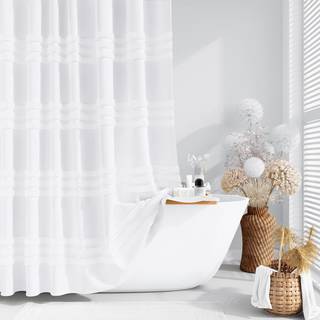 Dynamene Stall Fabric Broesforhæng - 54x78 inches lang tuftet Chenille Striped Broes Gardin Set med 10 plastiske kroge Moderne tunge klud Bruser