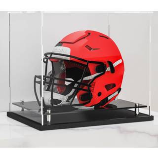 Fodboldhjelm Display-sag Fuld størrelse selvmontering Acrylhjelmhjelm Display med sort beskyttelse Holder Base UV Protection Clear Sports Memorab