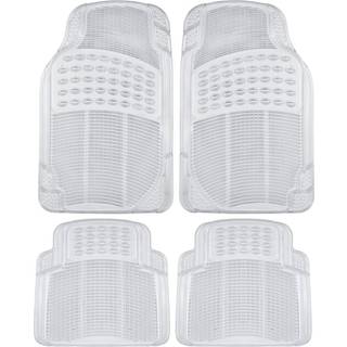 BDK 4-delt gummi Gennemsigtig klare gulvmåtter tunge til for- og bageste bil lastbil Van SUV All Weather Protection Universal Fit