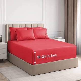 Ekstra Deep King Sheet Set - 6 stykker åndbar og afkølende ark - Hotel Luxury Bedark Set - Let & Secure Fit - Soft Wrinkle Free and Comfy Sheets