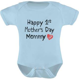 Tstars Happy 1st Mothers Day Mommy Baby Boy Girl Outfit gave til ny mor f?rste mors dag nyf?dt sp?dbarn bodysuit 12m aqua