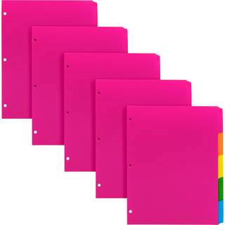 Pukka Pad 5 del Dispiders - 5 pakker med 5 faneblad S?t 3 -ring -bindemiddel kompatibelt 8 1/2 x 11 tommer - Lyse farver