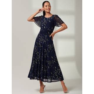 Jolie Moi Jolie Moi Blue Elvira Print Mesh Maxi Dress