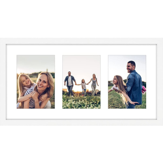 AmericanFlat 10x20 Collage Picture Frame in White - Viser tre 5x7 ramme?bninger - Engineered Wood Panoramic Picture Frame med plexiglass - Horiso