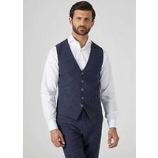 Skopes Skopes Navy Blue Jude Tweed Tailored Fit Suit Waistcoat