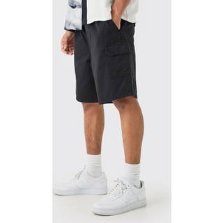 Mens Black Relaxed Fit Cargo Shorts