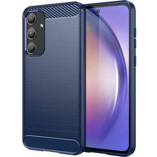 Samsung Galaxy A55 Børstet TPU Cover - Karbonfiber - Blå