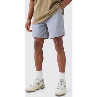 Mens Shorter Length Relaxed Fit Elasticated Waist Chino Shorts in Grey