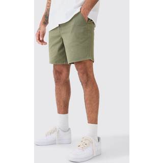 Mens Khaki Fixed Waist Skinny Fit Chino Shorts