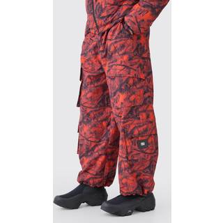Mens Orange Elasticated Waist Camo Cargo Trousers