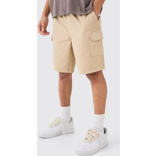 Mens Stone Relaxed Fit Elasticated Waist Cargo Shorts