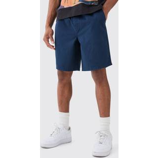 Mens Relaxed Fit Elasticated Waist Chino Shorts in Navy