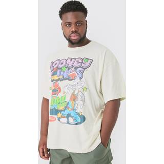Mens Plus Oversized Looney Tunes License T-shirt Ecru