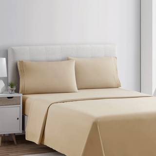 Clara Clark Queen Sheets Set Deep Pocket Bedark til queen size seng - 4 stykker queen size ark ekstra bl?de senget?j ark pudebetr?k beige fl?de a
