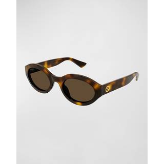 Gucci Kvinde GG1579S 002 Solbriller Injiceret Havana Brun Geometrisk
