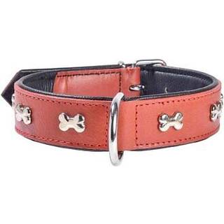 BOBBY Læderhalsbånd med Benmotiv 30 cm Rød