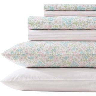 Laura Ashley - Sheet Set Super Soft Bedding Set med dyb lomme inkluderer matchende bonuspudebetræk Floral Home Decor (Jaynie Pink Queen)