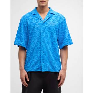 Moschino Swim Towelling Short Sleeve Shirt Blue