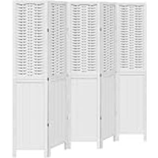 Rumdeler 3 Paneler Massivt Kejsertræ Hvid - 5 / 40 x 200 cm