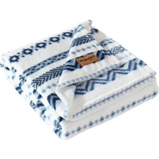 WRANGLER - Kast Bl?d plys fleece senget?j vestlig indretning til seng eller sofa (Diamond Trail Blue 50 """" x 60 """")