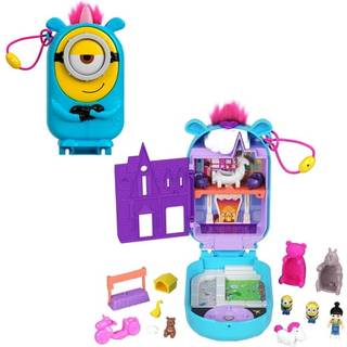 Polly Pocket Playset 1 Doll 2 Minions og fluffy Unicorn Toy Minions kompakt med 9 tilbehør