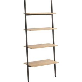 stigereol med 4 hylder 64x34x150,5 cm lysebrun og sort