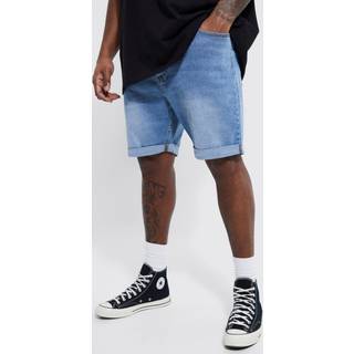 Mens Light Blue Plus Skinny Stretch Denim Shorts