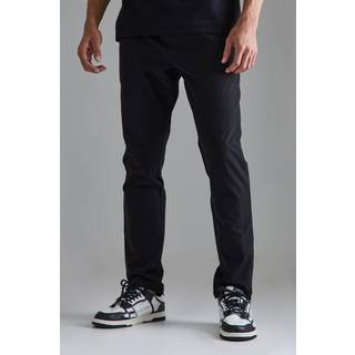 Mens Black Elasticated Waist Technical Stretch Slim Trouser