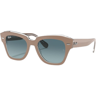 Ray - Ban Unisex RB2186 STATE STREET 12973M Solbriller Acetat Beige Blå Firkantet Normal Skygge