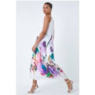 Roman Abstrakt Blomster Pleat Detail Trapeze KjoleEU 38 (UK 10)