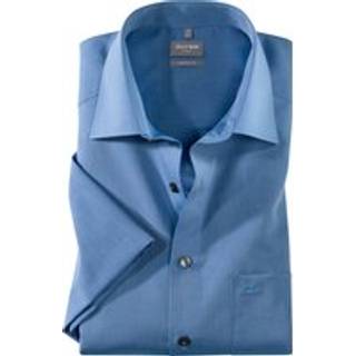 OLYMP Herren Kurzarmhemd blau Comfort Fit