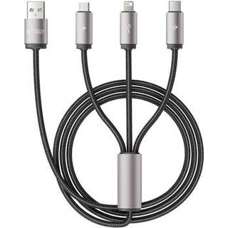 Tech-Protect UltraBoost 3-in-1 Cable - Lightning, USB-C, MicroUSB - 100cm/3.5A - Grå