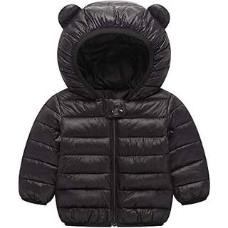 Vinter downrockar för barn baby pojkar flickor ljus puffer vadderad jacka björn huvar spädbarn ytterkläder svart