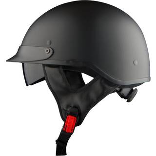 1Storm Motorcykel Half Face Helmet Mopeds Scooter Pilot med udtr?kkelig indre r?get visir Matt Black