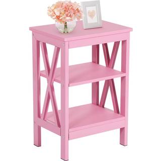 Vecelo Night Stands Side/End Table med opbevaringshyld natbord til børneværelset stue soveværelse lyserød