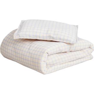 Garbo & Friends Muslin Sengesæt Baby 70x80 + 28x35 Cm - Børnesengetøj Bomuldsmuslin Gingham Sky Blue - GF11022-6700-11SE