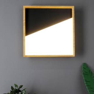 Vista LED-væglampe, sort/lyst træ, 40 x 40 cm