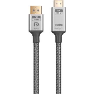 NÖRDIC 1m Displayport 1.4 till HDMI 2.1 8K60Hz 4K120/144Hz Dynamic HDR 32.4Gbps Dolby ATMOS