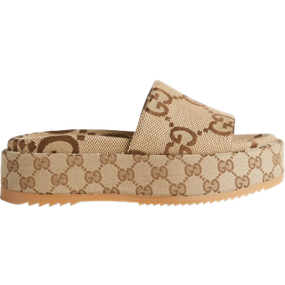 Gucci GG Maxi canvas platform slides - beige - EU 35.5