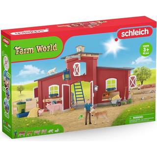 Schleich rød lade med tilbehør 42606