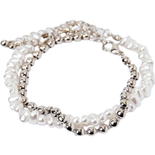 Mens Silver Pearl Bracelet