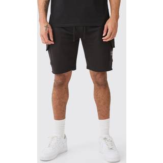 Mens Black Man Dash Loose Fit Mid Length Cargo Short