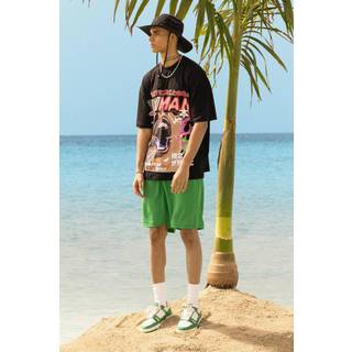 Mens Multi Oversized Graphic T-shirt & Mesh Short Set
