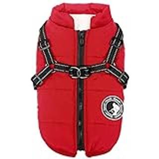 Gyuzh hundefrakke med sele vinterhund frakke fleece hunde jakke vandt?t hunde frakke lynl?s hunde jakke hvalp frakke lille hund t?j hund frakke m