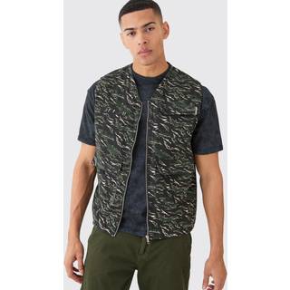 Mens Camo Twill Utility Vest In Black