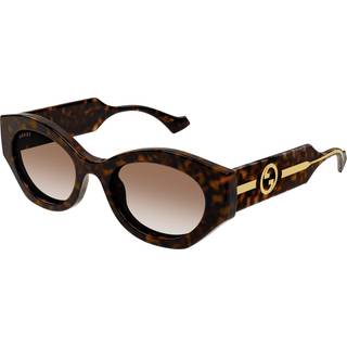 Gucci Kvinde GG1553S 002 Solbriller Injiceret Havana Brun Rund