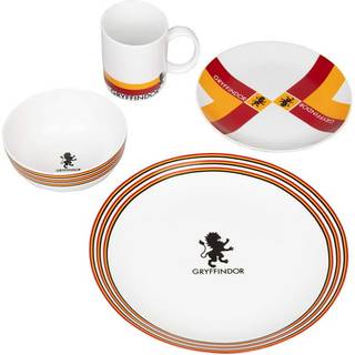 Harry Potter Gryffindor Porcelain 16 stykker middagsservicesæt til 4 - Inkluderer 4 middagsplader 4 Salatplader 4 skåle og 4 krus