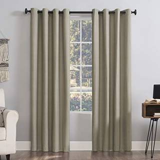 Sun Zero Columbia 2-Pack Thermal Energy Saving 100% Blackout Grommet Curtain Panel Pair 50 """" X 63 """" Stone