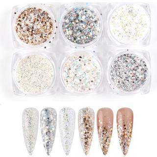 6 stk negle glitter glitter, Negle dekorationer